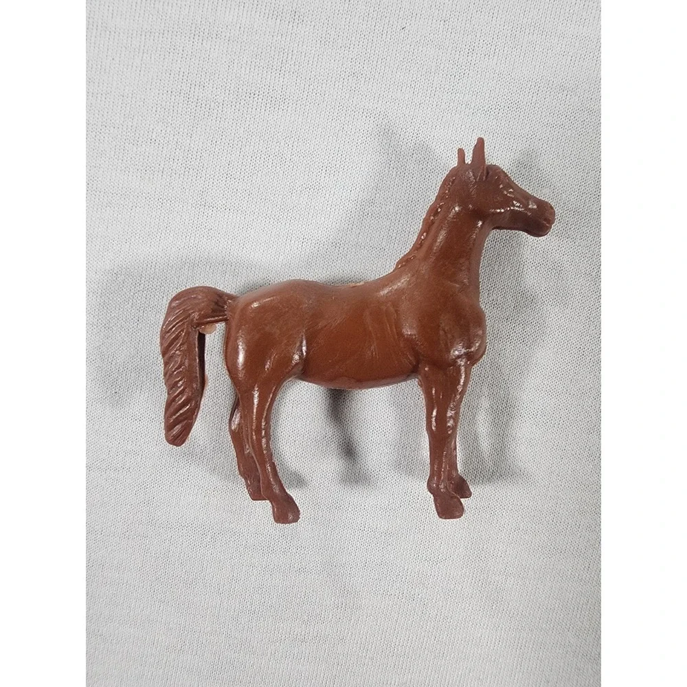 Vintage Tim-Mee Horse Figurine Set Processed Plastic 3pc Black Brown Tan